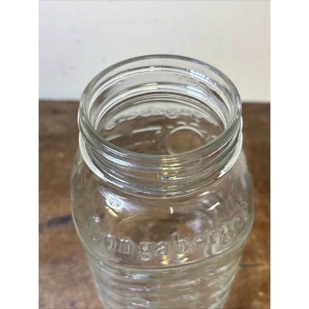 Longaberger Blue Ribbon Collection Clear Glass Quart Canning Jar